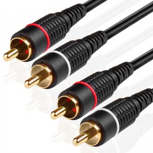 Dual RCA Plug M/M 2 Channel (Right and Left) Gold Plated Dual Shielded RCA to RCA Male Connectors Black