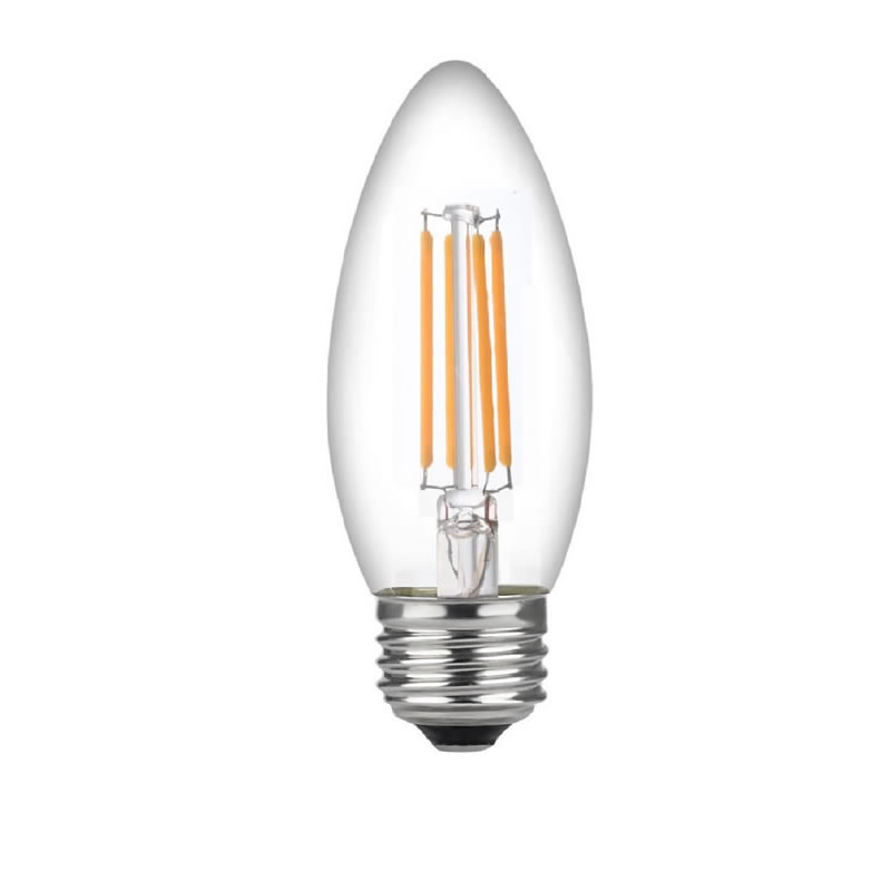LED 60 Watt Candelabra Bulbs Medium Base, Candelabra Bulbs, Dimmable Filament Clear 60 Watt LED Bulbs (Uses only 4.5 watts), C37 LED Filament Candle Bulbs